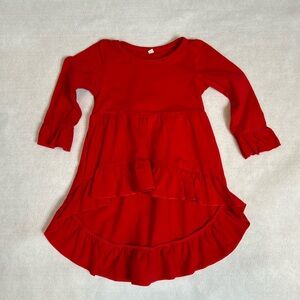 Red High Low Ruffle Dress, Size 12-18M, Unbranded